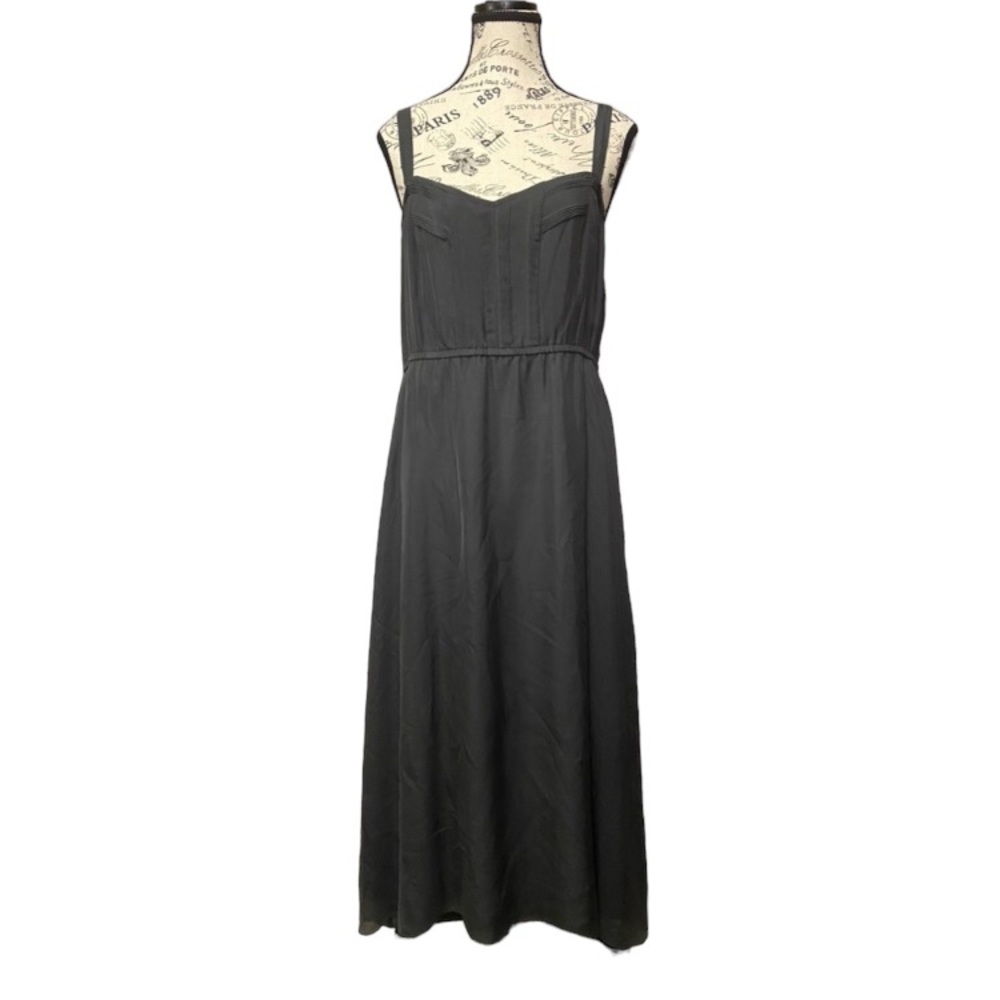NWT 100% Silk Fossil Maxi Sleeveless Strap Dress in Gorgeous Charcoal